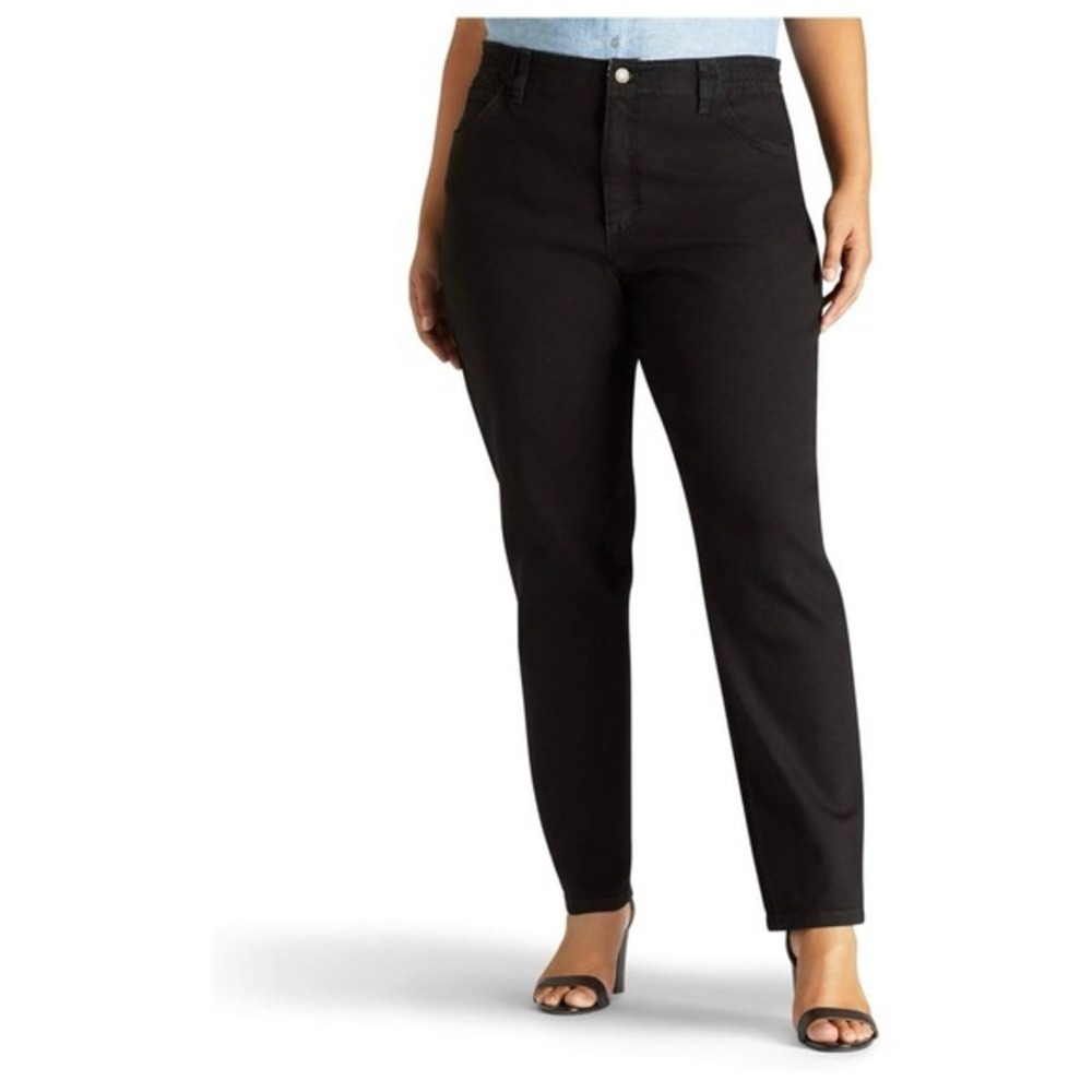 Lee Relaxed Fit Side Elastic Tapered Leg Black Jeans 20W Pants